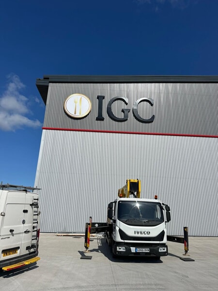 An image of the IGC exterior building signage.